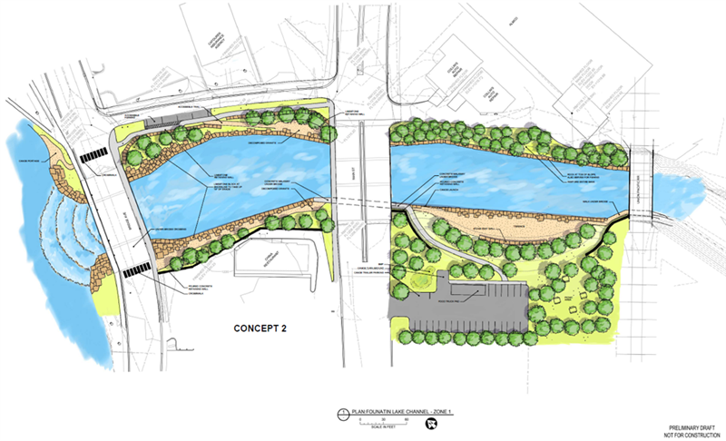 Engineering plans show the conceived dam reconstruction at Fountain Lake.
